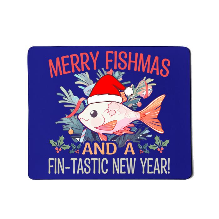 Fishing Merry Fishmas And A Fintastic New Year Cool Gift Mousepad