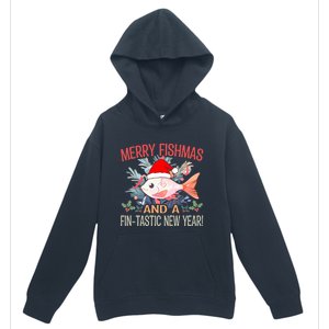 Fishing Merry Fishmas And A Fintastic New Year Cool Gift Urban Pullover Hoodie