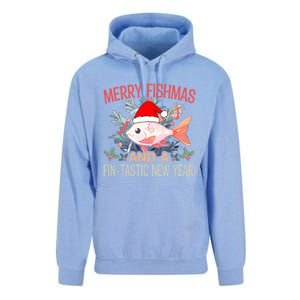 Fishing Merry Fishmas And A Fintastic New Year Cool Gift Unisex Surf Hoodie