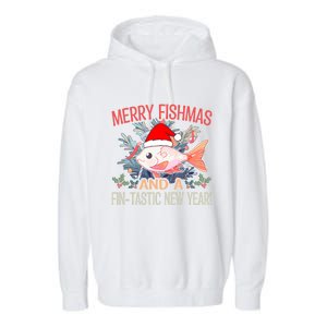 Fishing Merry Fishmas And A Fintastic New Year Cool Gift Garment-Dyed Fleece Hoodie