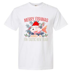 Fishing Merry Fishmas And A Fintastic New Year Cool Gift Garment-Dyed Heavyweight T-Shirt