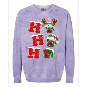 Funny Matching Family Santa Ho Ho Ho Pug Christmas Gift Colorblast Crewneck Sweatshirt