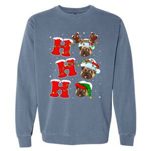 Funny Matching Family Santa Ho Ho Ho Pug Christmas Gift Garment-Dyed Sweatshirt