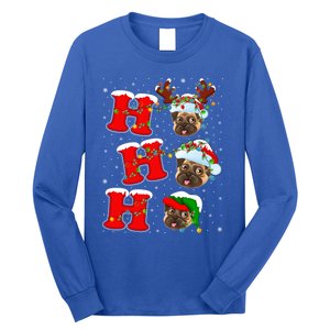 Funny Matching Family Santa Ho Ho Ho Pug Christmas Gift Long Sleeve Shirt