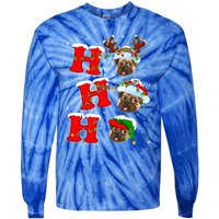 Funny Matching Family Santa Ho Ho Ho Pug Christmas Gift Tie-Dye Long Sleeve Shirt