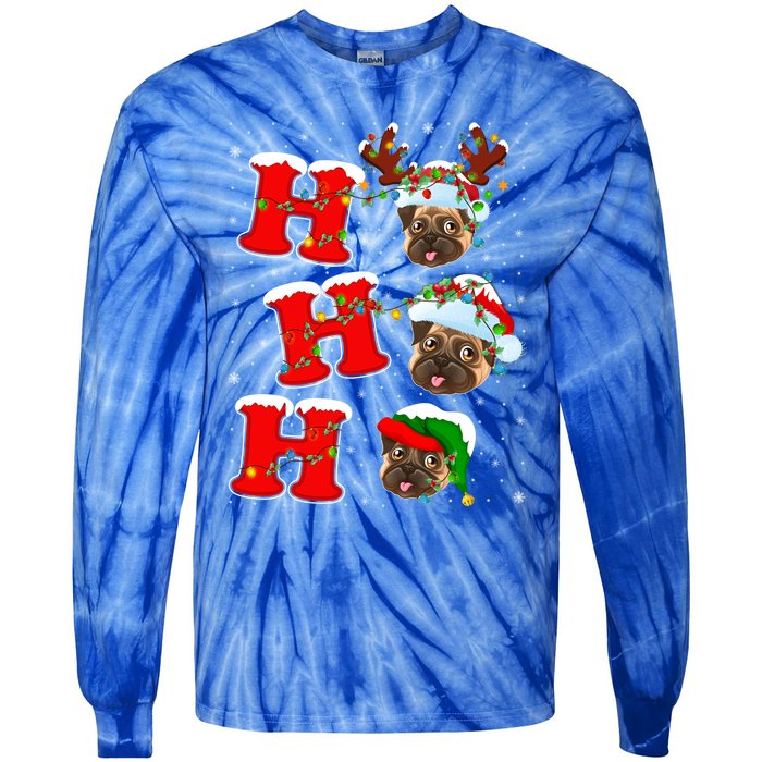 Funny Matching Family Santa Ho Ho Ho Pug Christmas Gift Tie-Dye Long Sleeve Shirt