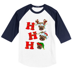 Funny Matching Family Santa Ho Ho Ho Pug Christmas Gift Baseball Sleeve Shirt