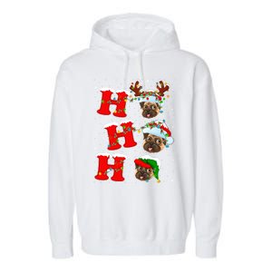 Funny Matching Family Santa Ho Ho Ho Pug Christmas Gift Garment-Dyed Fleece Hoodie