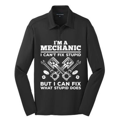 Funny Mechanic For Dad Car Auto Diesel Automobile Garage Silk Touch Performance Long Sleeve Polo