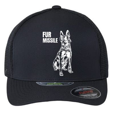 Fur Missile Funny Beligian Malinois Dog Flexfit Unipanel Trucker Cap