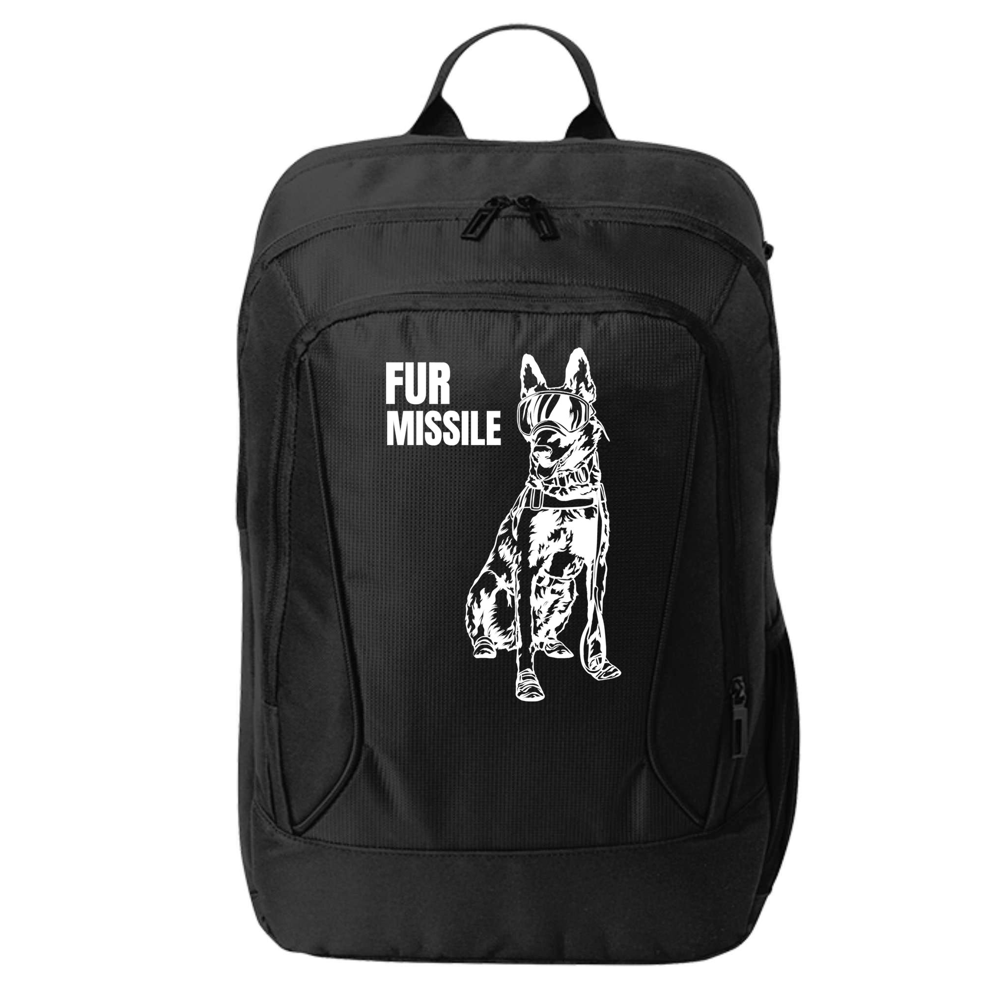 Fur Missile Funny Beligian Malinois Dog City Backpack
