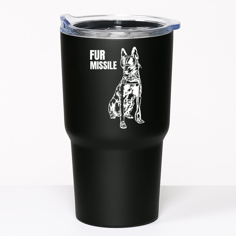 Fur Missile Funny Beligian Malinois Dog Tumbler