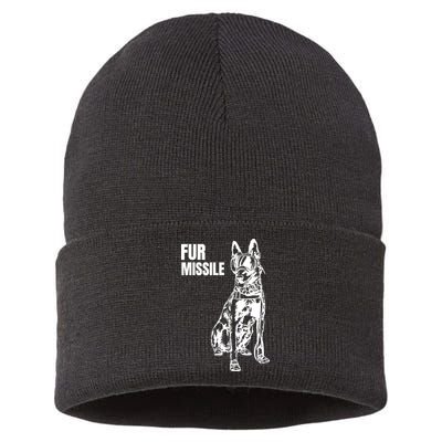 Fur Missile Funny Beligian Malinois Dog Sustainable Knit Beanie