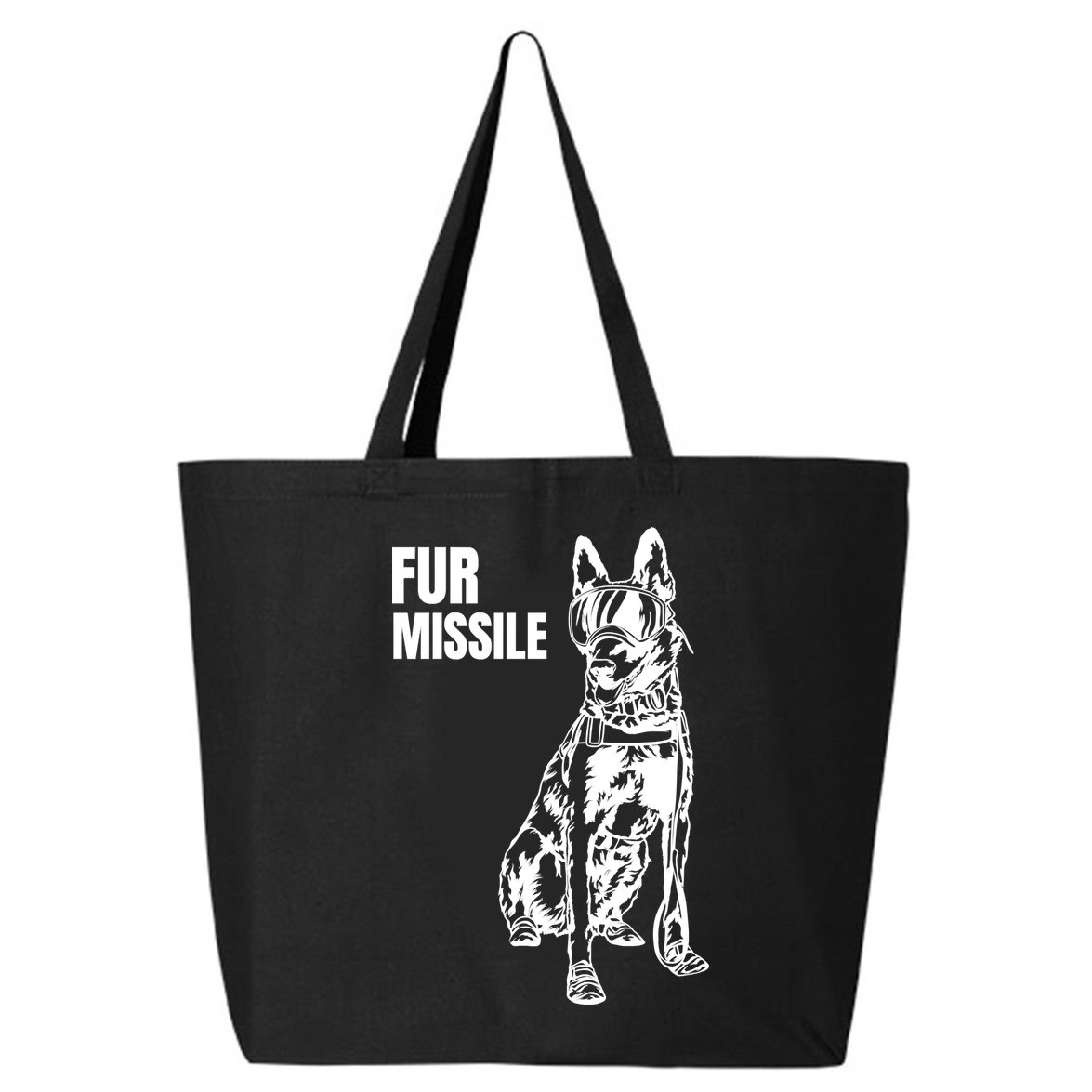 Fur Missile Funny Beligian Malinois Dog 25L Jumbo Tote