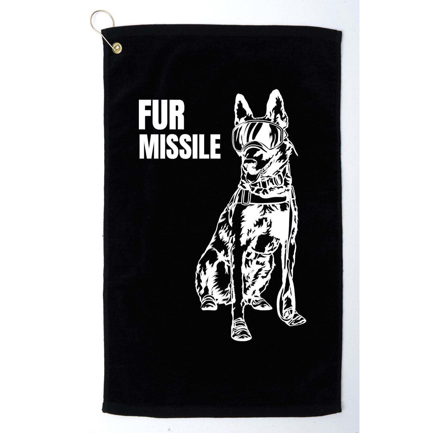 Fur Missile Funny Beligian Malinois Dog Golf Towel