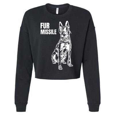 Fur Missile Funny Beligian Malinois Dog Cropped Pullover Crew