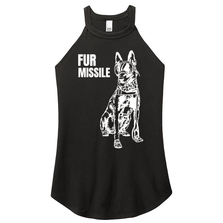 Fur Missile Funny Beligian Malinois Dog Women's Perfect Tri Rocker Tank