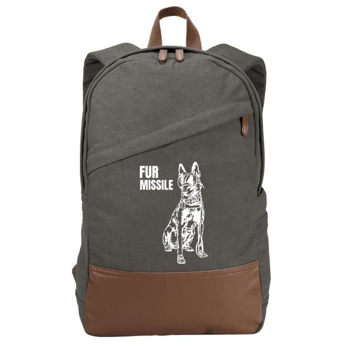 Fur Missile Funny Beligian Malinois Dog Cotton Canvas Backpack