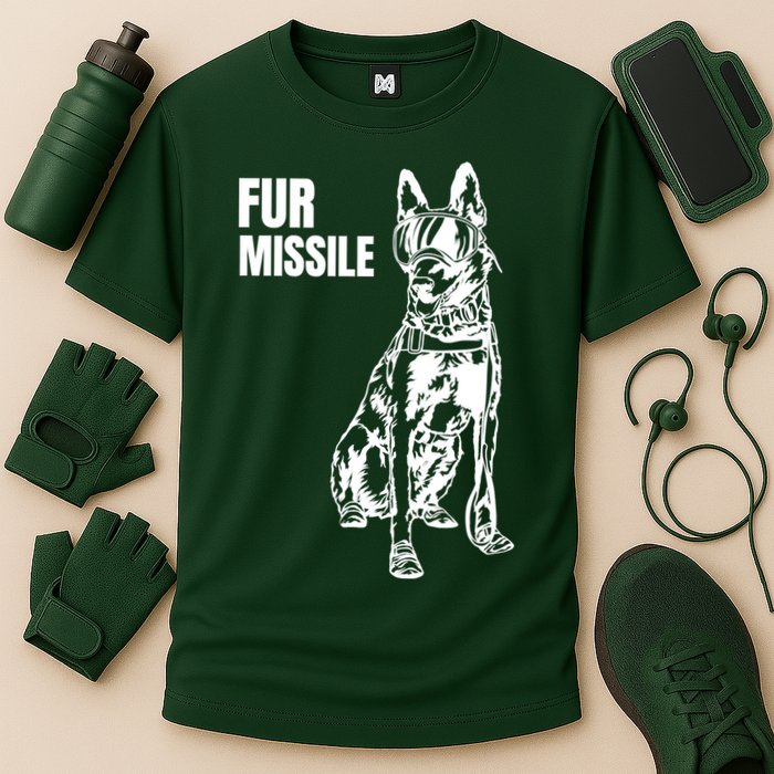Fur Missile Funny Beligian Malinois Dog Cooling Performance Crew T-Shirt