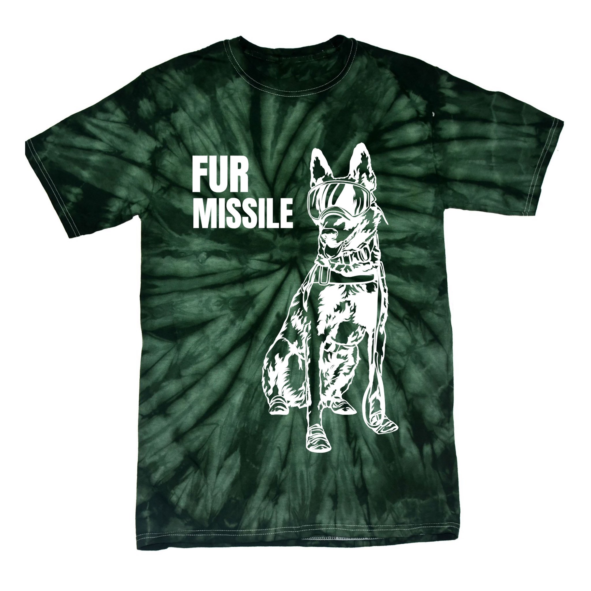 Fur Missile Funny Beligian Malinois Dog Tie-Dye T-Shirt