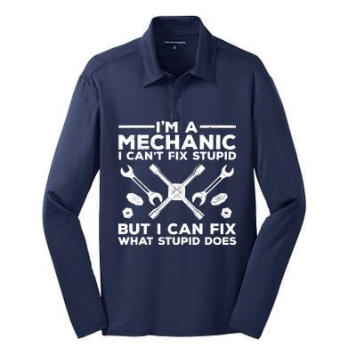 Funny Mechanic For Dad Car Auto Diesel Automobile Garage Silk Touch Performance Long Sleeve Polo