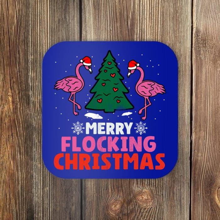 Flamingo Merry Flocking Christmas Funny Xmas Gift Coaster