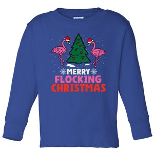 Flamingo Merry Flocking Christmas Funny Xmas Gift Toddler Long Sleeve Shirt