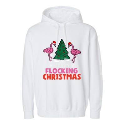 Flamingo Merry Flocking Christmas Funny Xmas Gift Garment-Dyed Fleece Hoodie