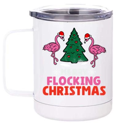 Flamingo Merry Flocking Christmas Funny Xmas Gift 12 oz Stainless Steel Tumbler Cup