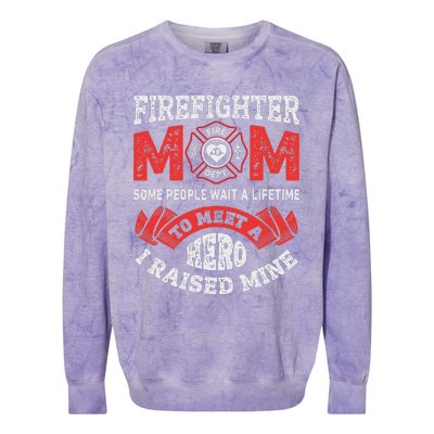 Firefighter Mom Firewoman Proud Moms Mother's Day Vintage Colorblast Crewneck Sweatshirt