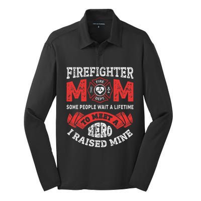 Firefighter Mom Firewoman Proud Moms Mother's Day Vintage Silk Touch Performance Long Sleeve Polo