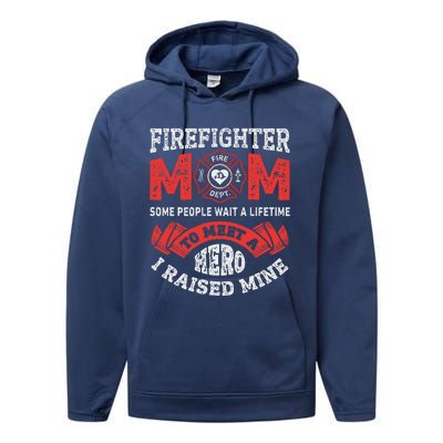 Firefighter Mom Firewoman Proud Moms Mother's Day Vintage Performance Fleece Hoodie