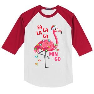 Family Matching Funny Fa La La La Mingo Flamingo Christmas Gift Kids Colorblock Raglan Jersey