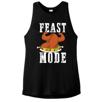 Feast Mode Funny Turkey Muscle Flex Thanksgiving Gift Ladies PosiCharge Tri-Blend Wicking Tank