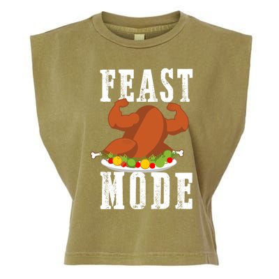 Feast Mode Funny Turkey Muscle Flex Thanksgiving Gift Garment-Dyed Women's Muscle Tee