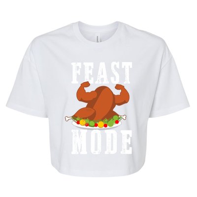 Feast Mode Funny Turkey Muscle Flex Thanksgiving Gift Bella+Canvas Jersey Crop Tee