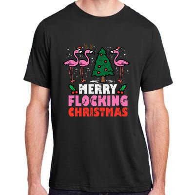 Flamingo Merry Flocking Christmas Funny Xmas Adult ChromaSoft Performance T-Shirt