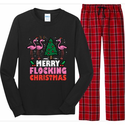 Flamingo Merry Flocking Christmas Funny Xmas Long Sleeve Pajama Set