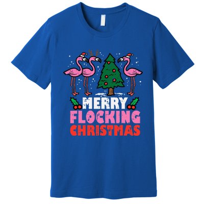 Flamingo Merry Flocking Christmas Funny Xmas Premium T-Shirt