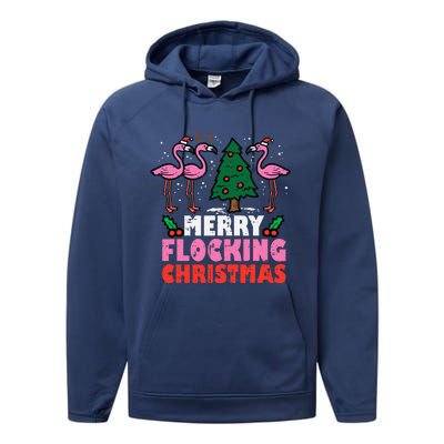 Flamingo Merry Flocking Christmas Funny Xmas Performance Fleece Hoodie