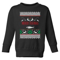 Funny Merry Fishmas Bass Fish Apparel Toddler Sweatshirt