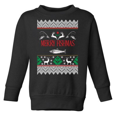 Funny Merry Fishmas Bass Fish Apparel Toddler Sweatshirt