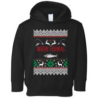 Funny Merry Fishmas Bass Fish Apparel Toddler Hoodie