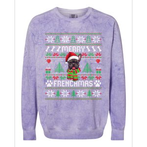 Funny Merry Frenchmas French Bulldog Christmas Ugly Sweater Colorblast Crewneck Sweatshirt