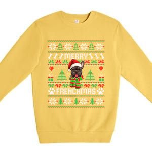 Funny Merry Frenchmas French Bulldog Christmas Ugly Sweater Premium Crewneck Sweatshirt