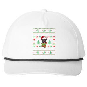 Funny Merry Frenchmas French Bulldog Christmas Ugly Sweater Snapback Five-Panel Rope Hat