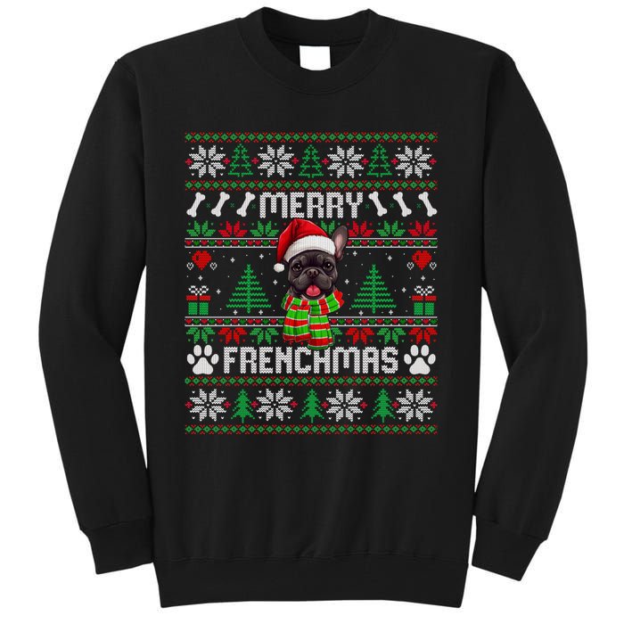 Funny Merry Frenchmas French Bulldog Christmas Ugly Sweater Tall Sweatshirt