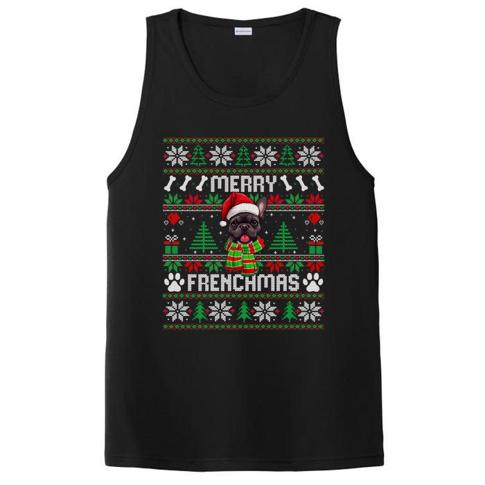 Funny Merry Frenchmas French Bulldog Christmas Ugly Sweater PosiCharge Competitor Tank