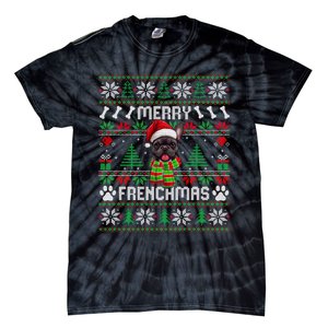 Funny Merry Frenchmas French Bulldog Christmas Ugly Sweater Tie-Dye T-Shirt