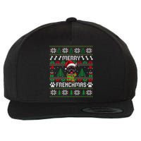 Funny Merry Frenchmas French Bulldog Christmas Ugly Sweater Wool Snapback Cap